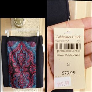 $79 COLDWATER CREEK career pencil print skirt 8